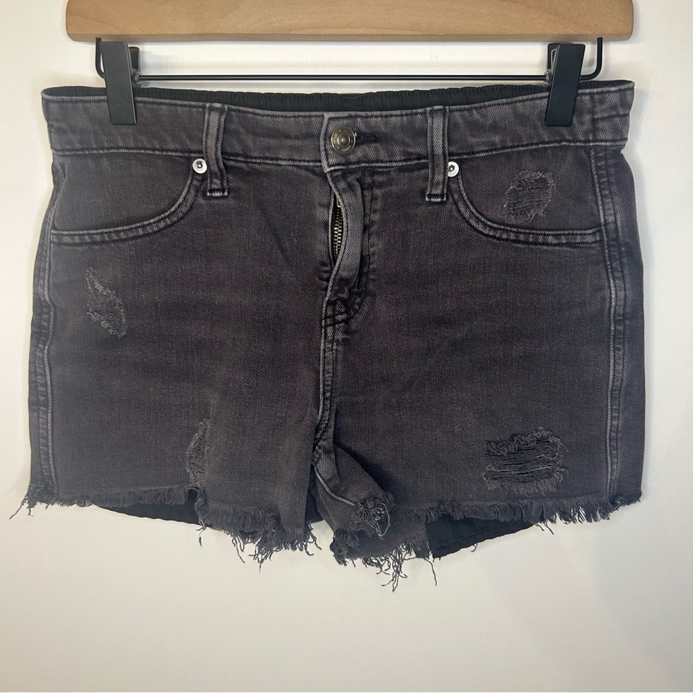 Aerie Women’s Washed Black Distressed Elastic Back Cutoff Jean Shorts, Size XS